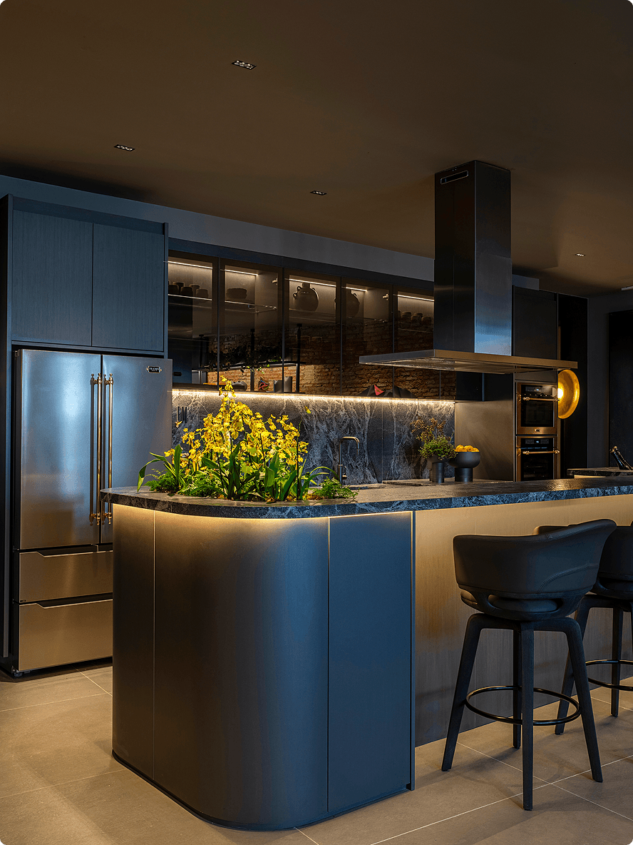 Refrigerador, forno, forno combinado, Coifa de ilha TECNO Vintage